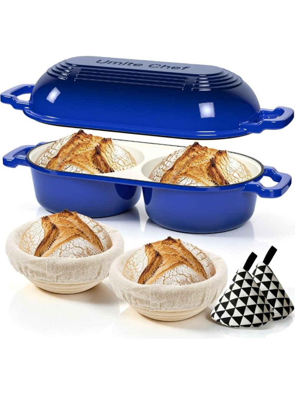 Mini Double Dutch Oven for Sourdough Baking - Enameled Cast Iron Pot & Proofing